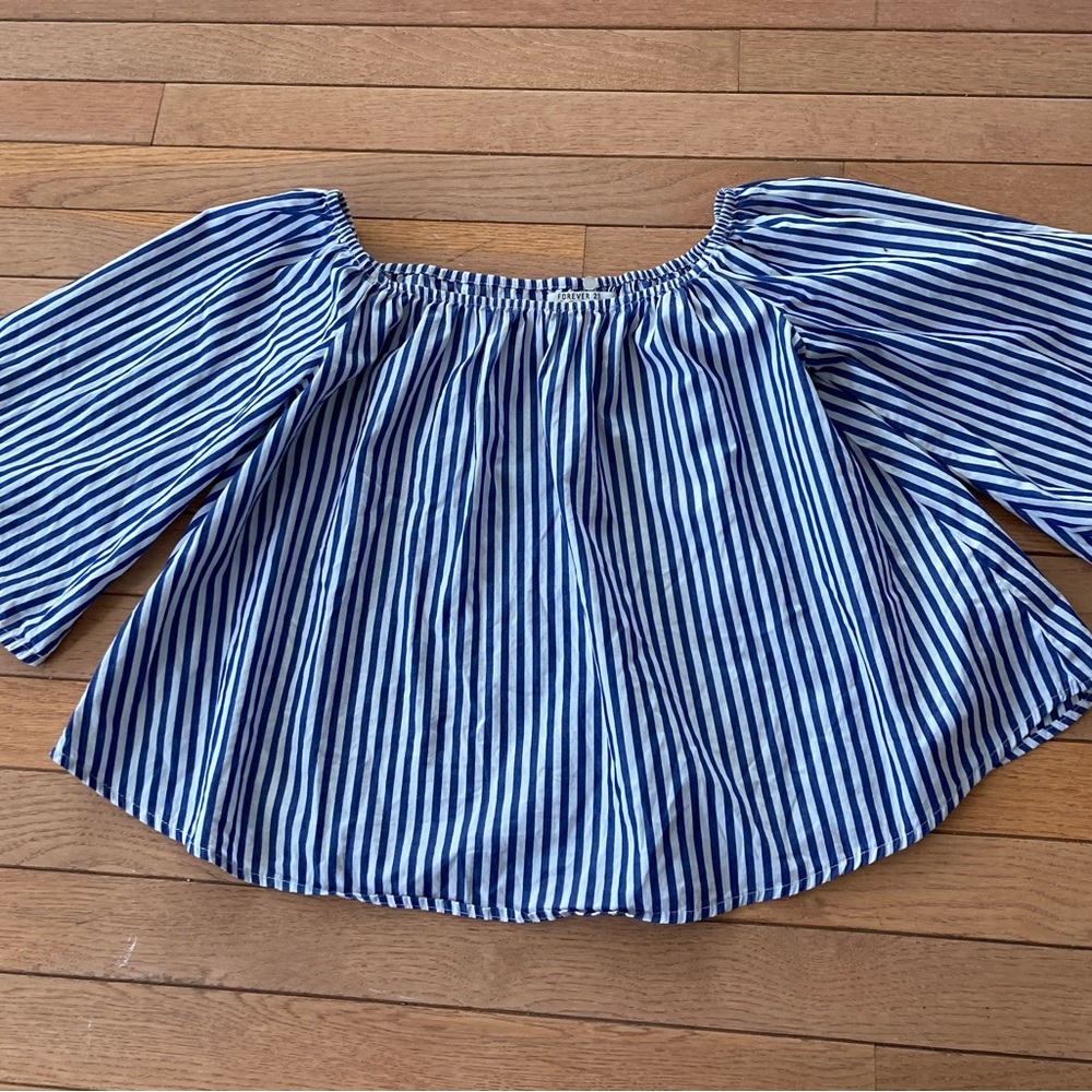 Forever 21 striped off the shoulder top - Picture 7 of 15